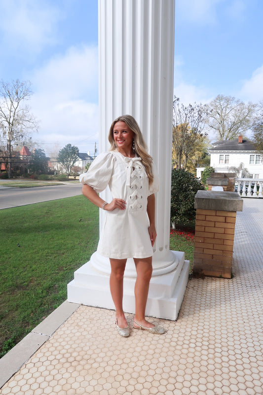 Jenna Lace-Up Placket Dress