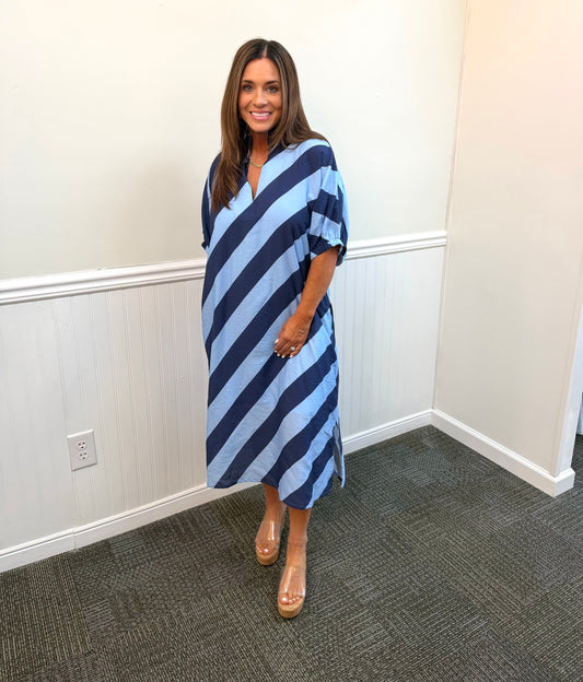 Navy Wide Striped Dress