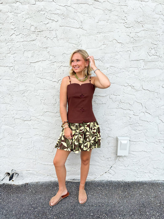 Island Evening Floral Hem Mini dress