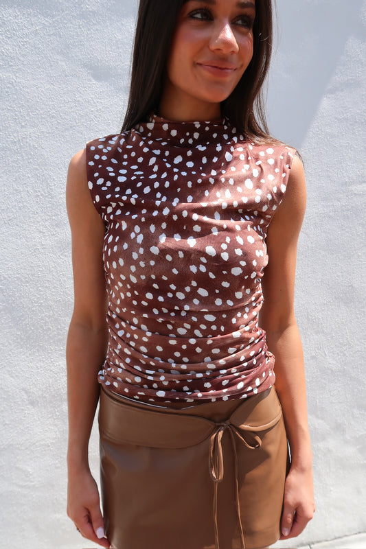 Fawn Print Mesh Top