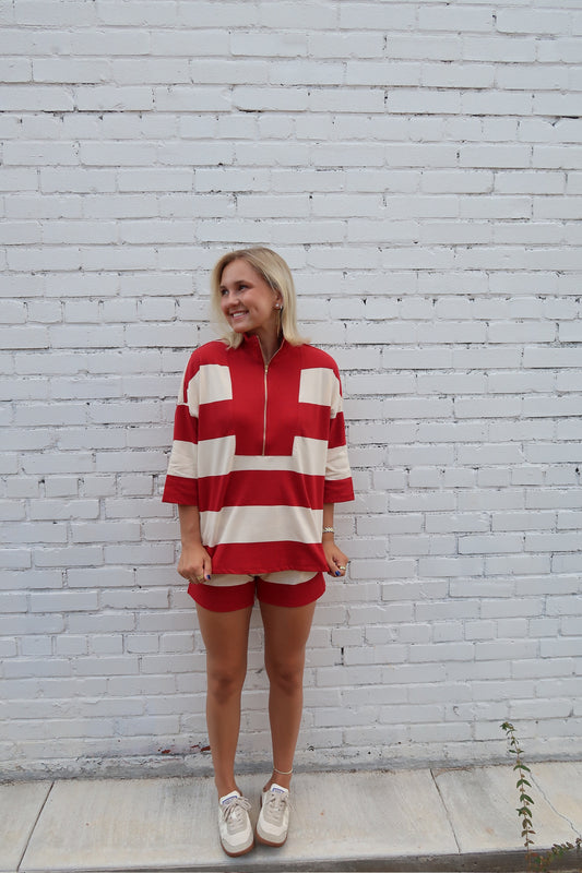 Rust/Cream Shorts Set