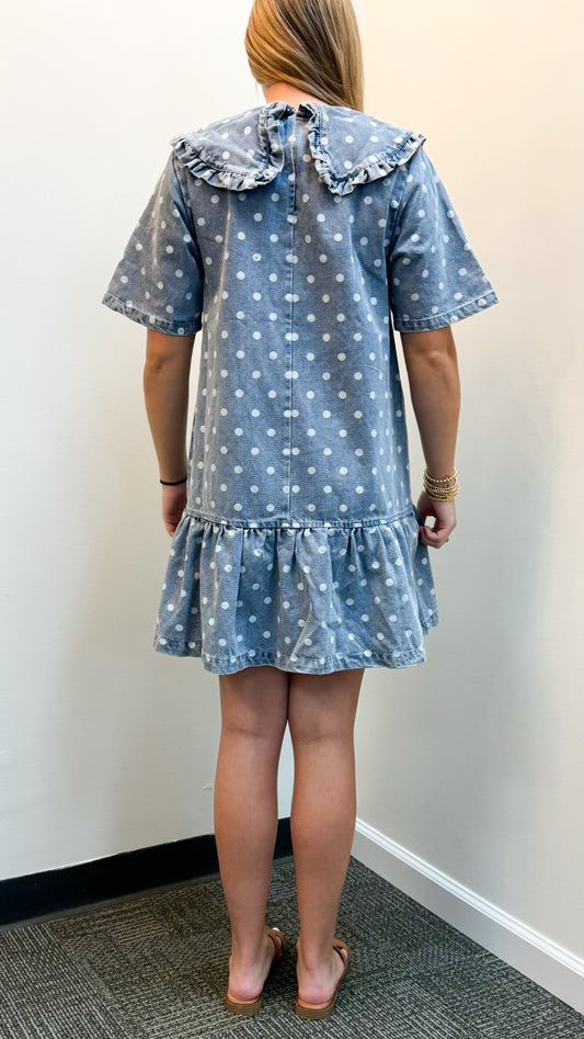 Denim and Dots Collar Dress