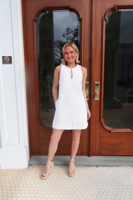 Timeless Pearls White Mini Dress