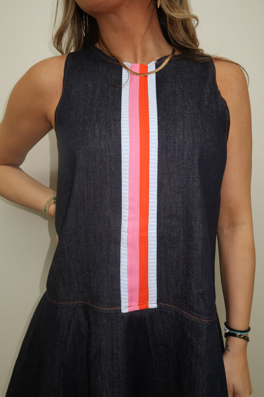 Bright Stripes Denim Dress