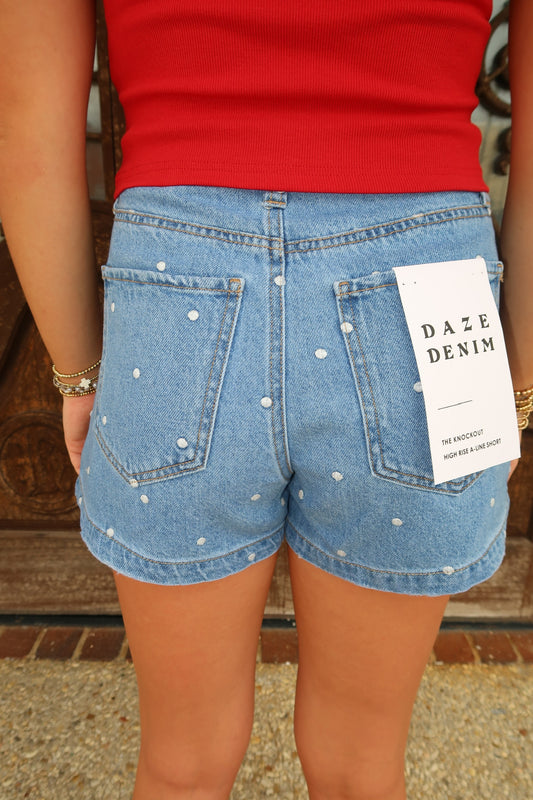 DAZE -The Knockout Dotted Denim Shorts