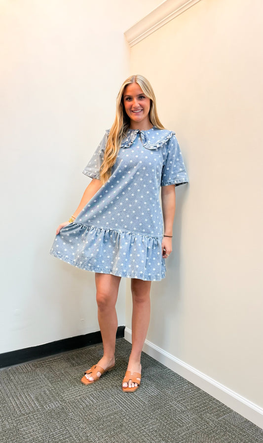 Denim and Dots Collar Dress