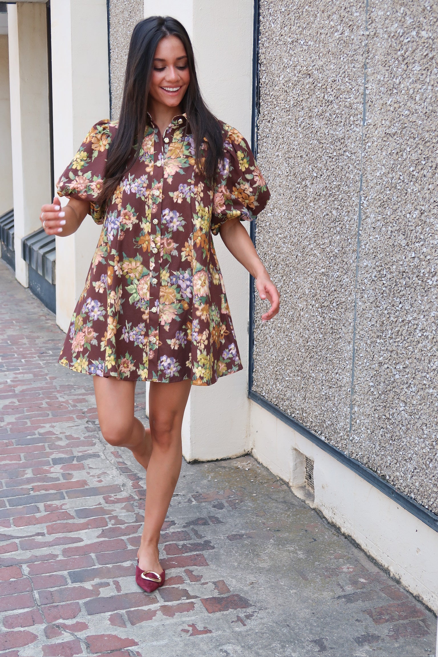 Jada Floral Puffed Sleeve Mini Dress