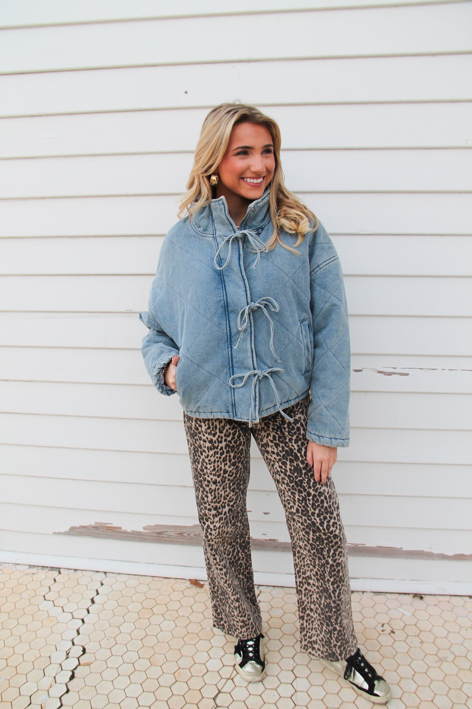 Bow Detail  Denim Jacket