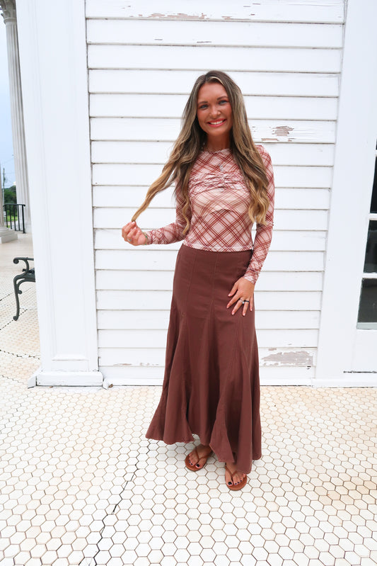 Plaid Pattern Mesh Top