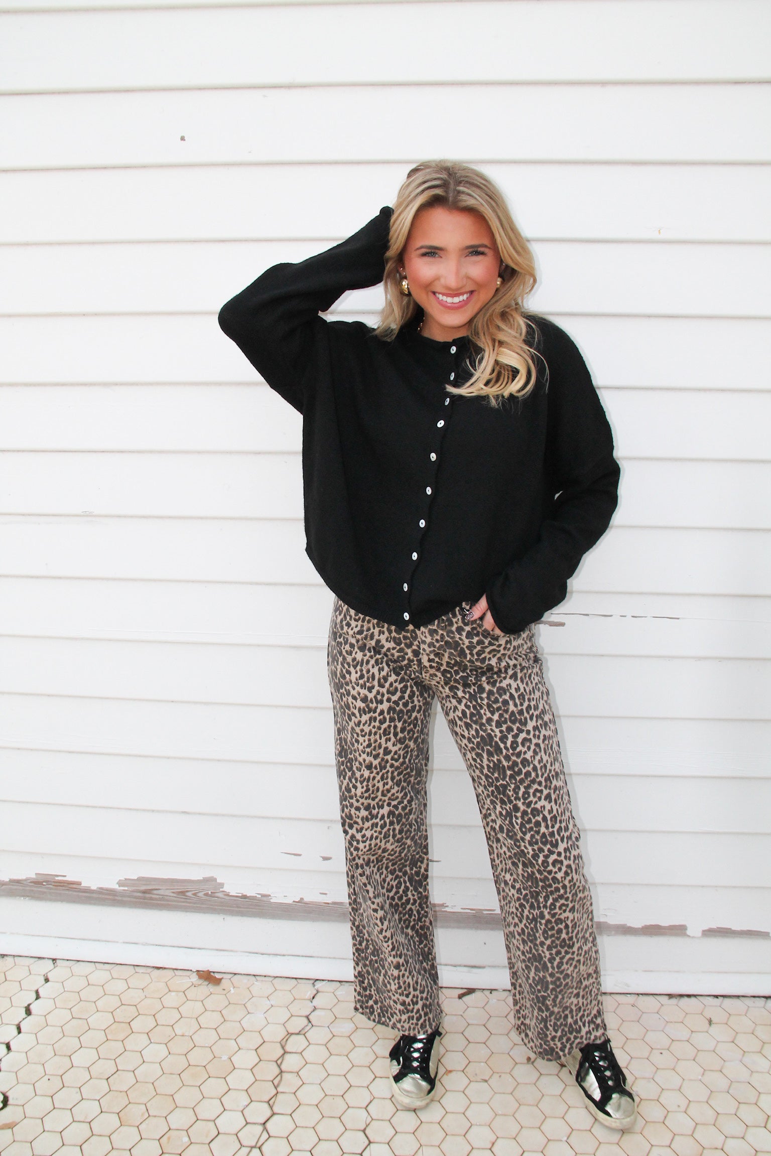 Leopard High Rise Straight Leg Jeans
