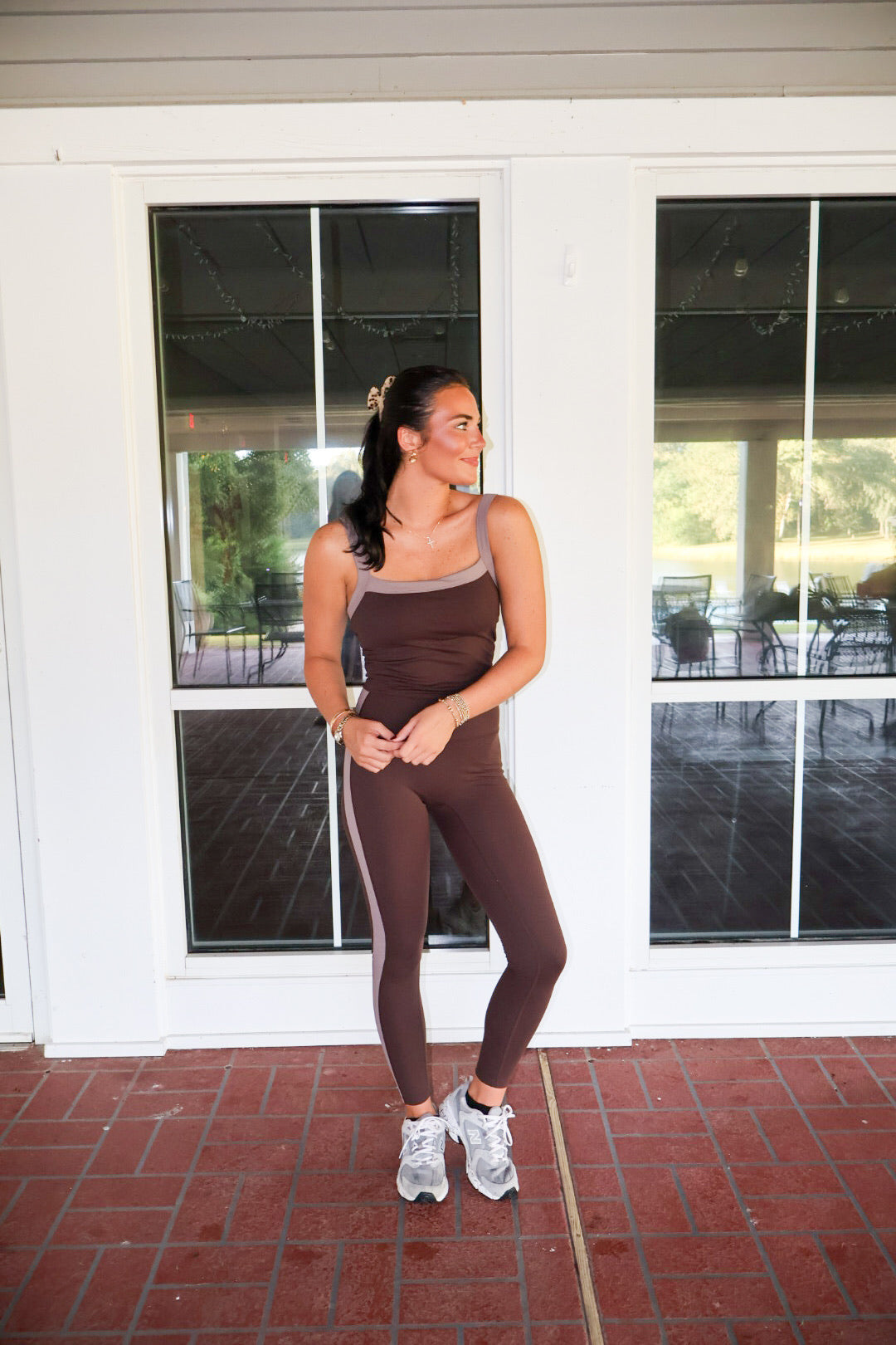 Contrast Block Tank Top- Brown W/ Mocha