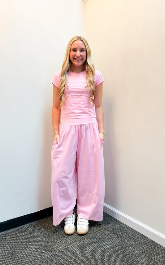 Mineral Washed Jogger Set- Light Pink