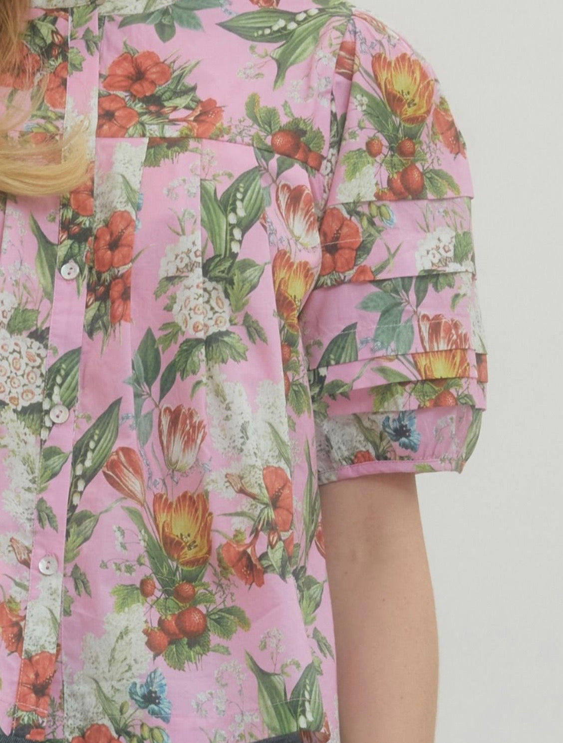 Hibiscus Floral Top-Pink