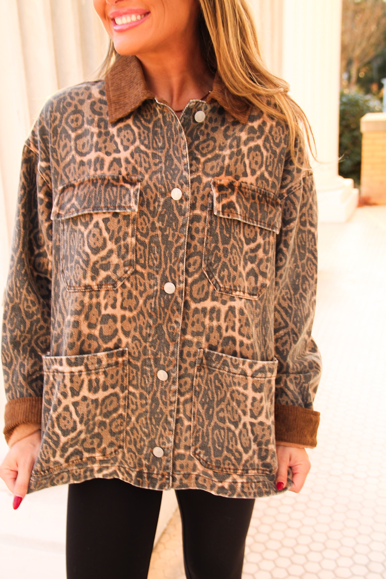 Leopard Print Barn Jacket- Mocha