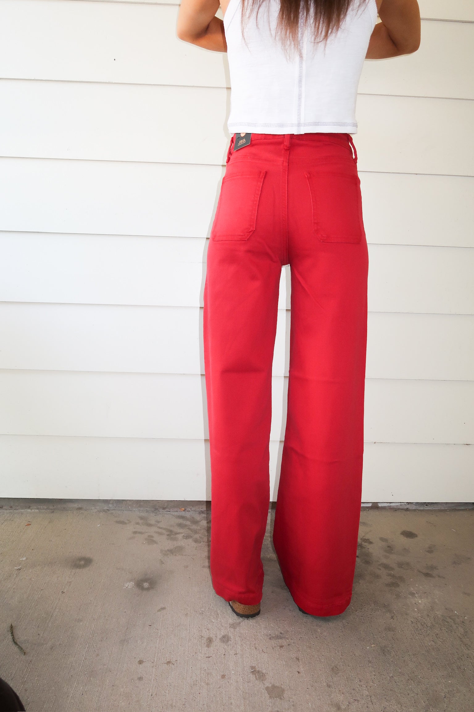 Mini Patch Pocket Jeans-DK Red