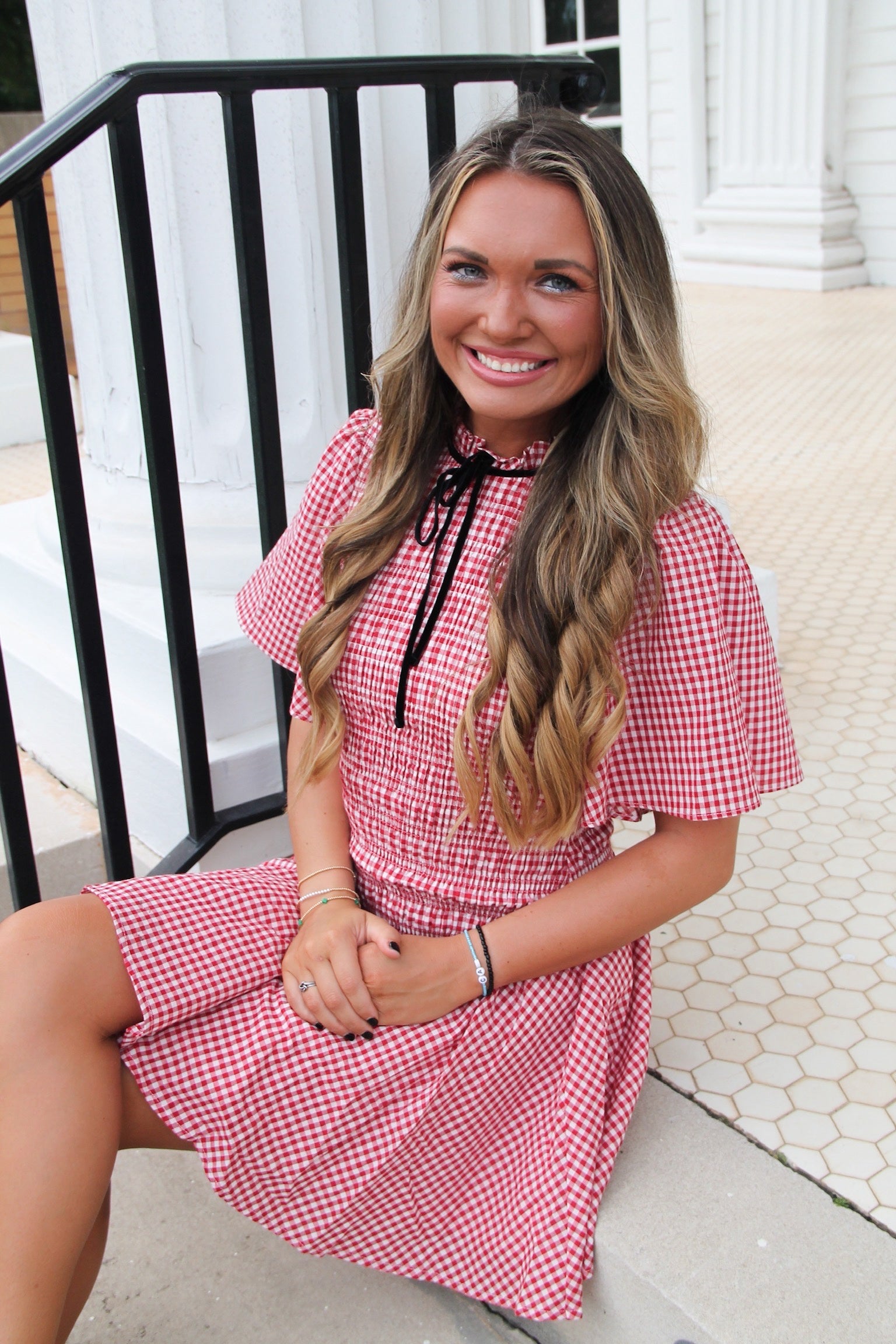 Red & White Gingham Mini Dress