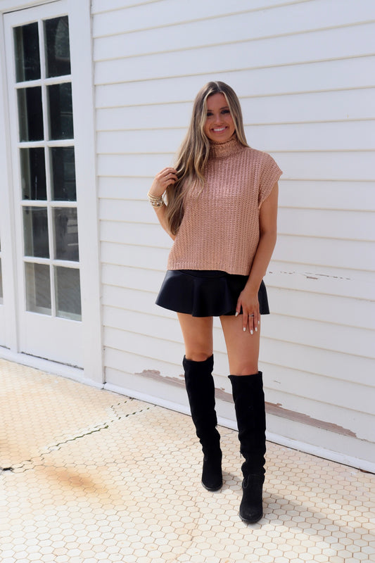 Metallic Sleeveless Sweater-Gold