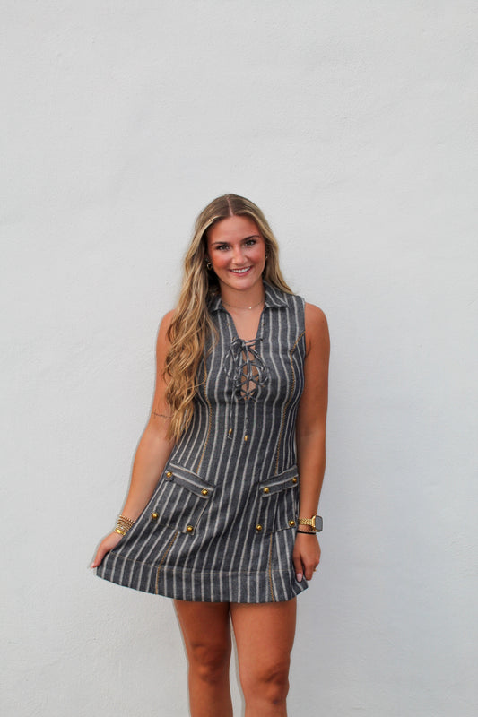 Ella's Denim Lace up Dress