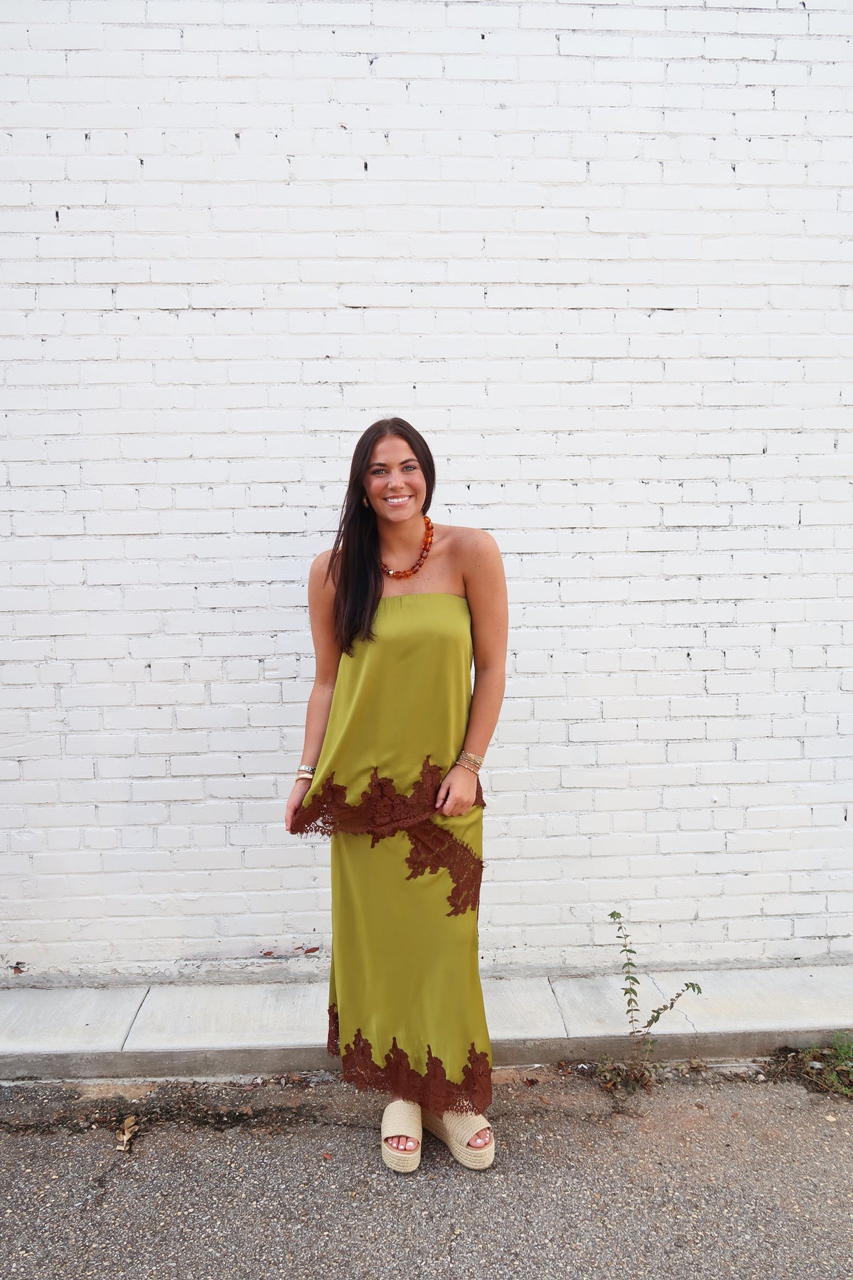 Collette Green and Brown Lace Set