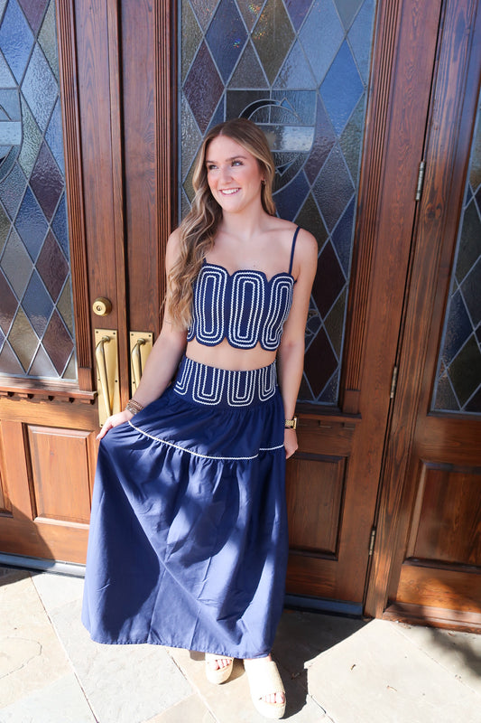 Navy / Silver Game Day Skirt Set