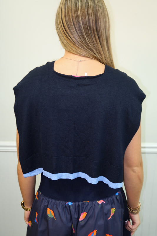 Caryn Cardigan Navy/ LT Blue