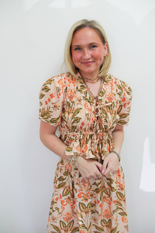 Talia Floral Tie Front Top