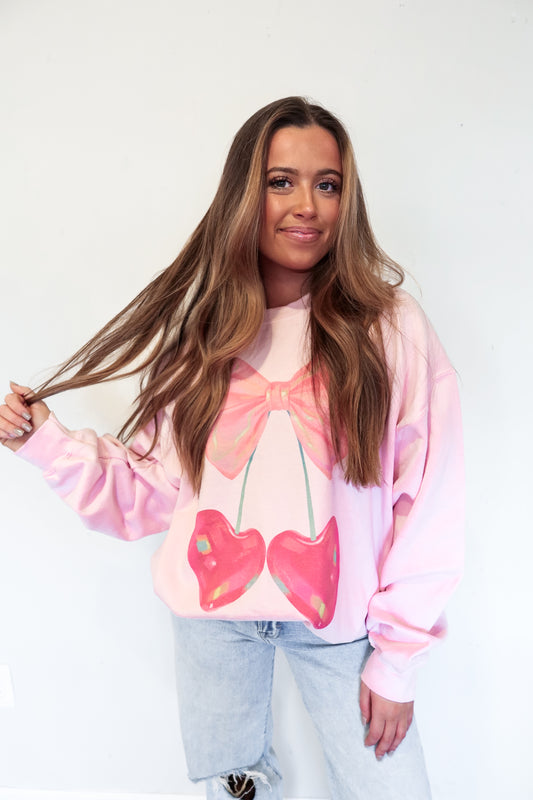 Cherry Heart Ribbon Sweatshirt