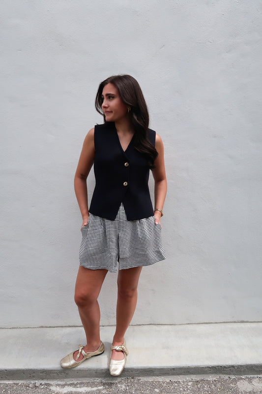 Black Houndstooth Pleated Skort