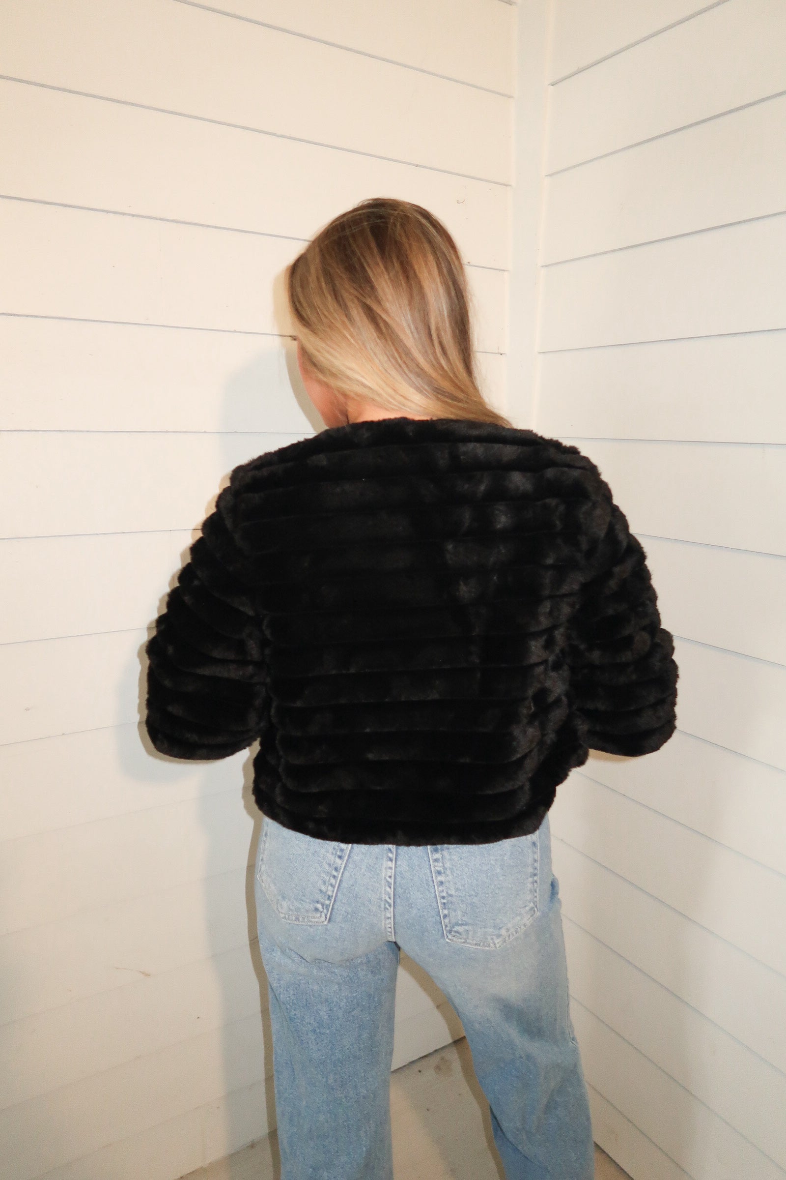 Half Sleeve Faux Fur Jacket