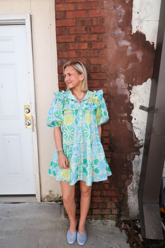 Lilah Floral Ruffled Shoulder Dress