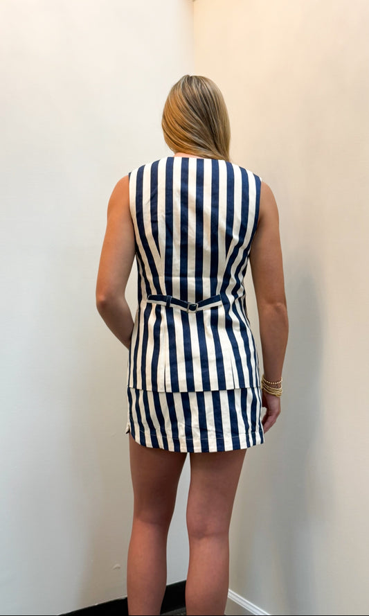Navy Striped Skort