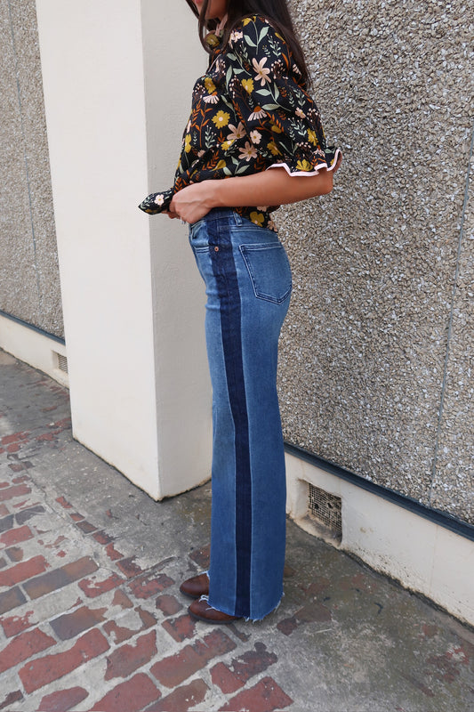 DAZE  High Rise Tuxedo Jeans