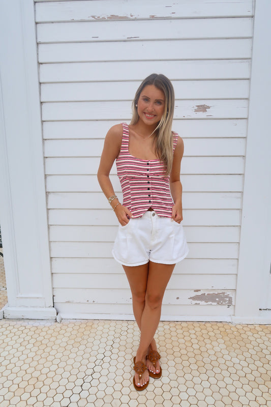Pink and Brown Striped Top