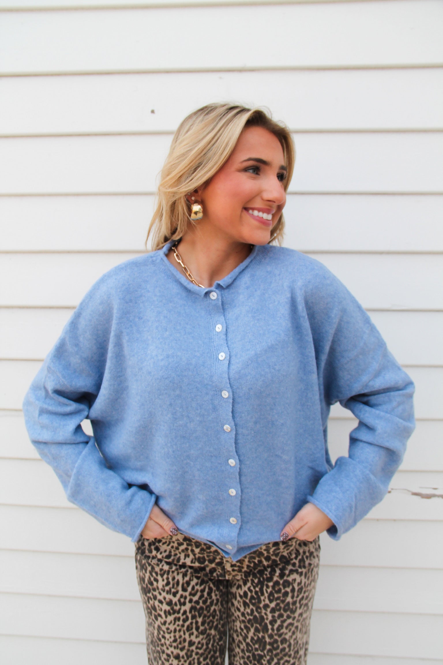 Piper Cardigan Dusty Blue