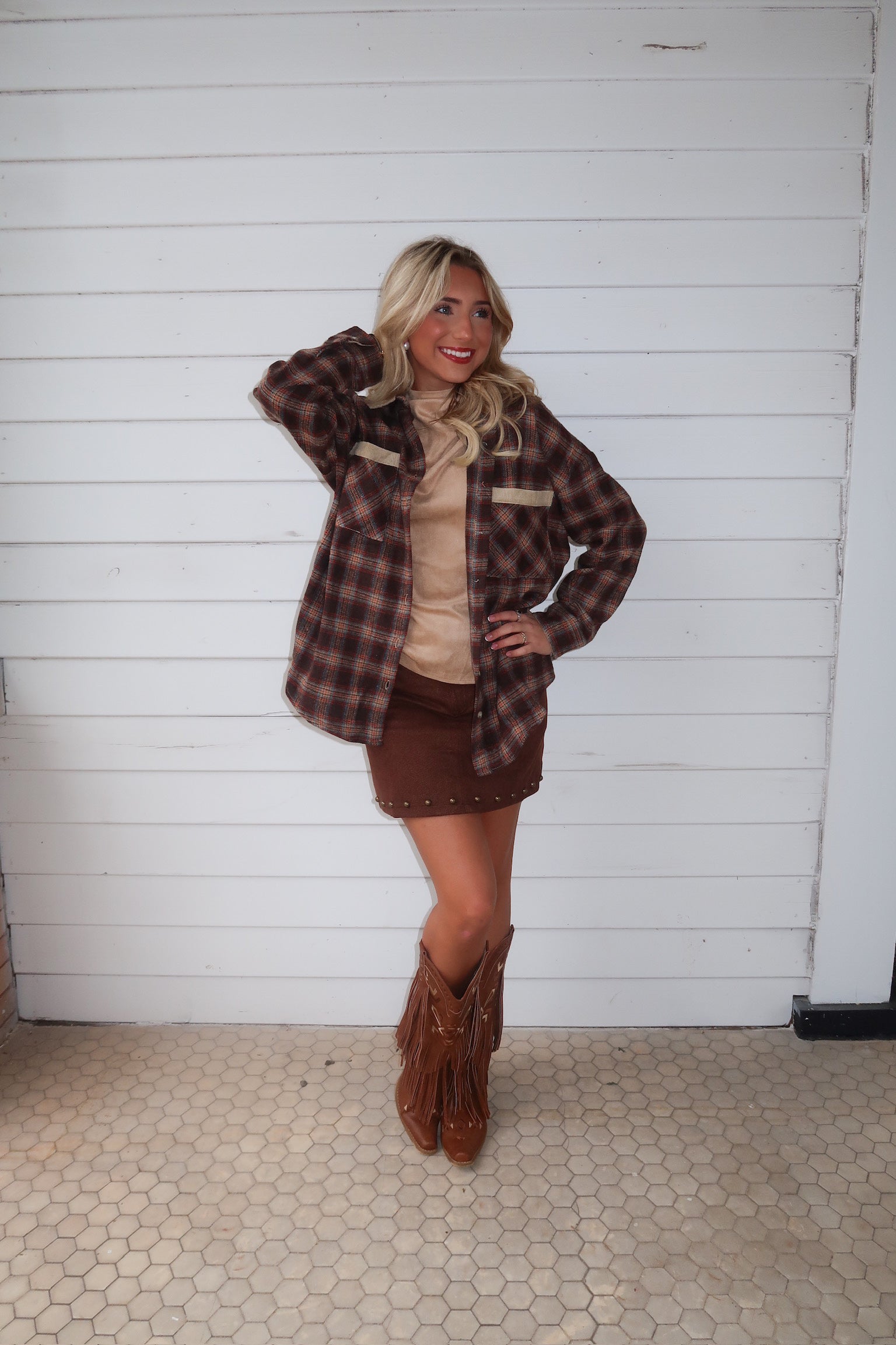 Bonfire Brown Plaid Shacket