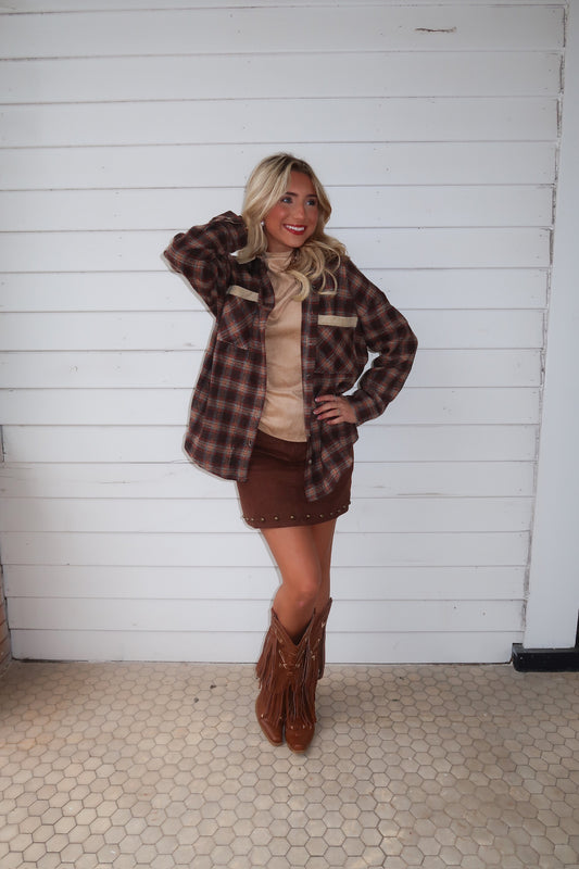 Bonfire Brown Plaid Shacket