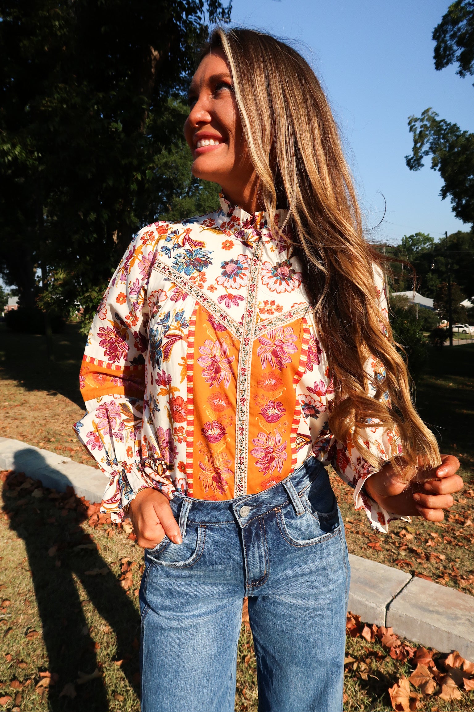 Autumn Floral Top- Ivory