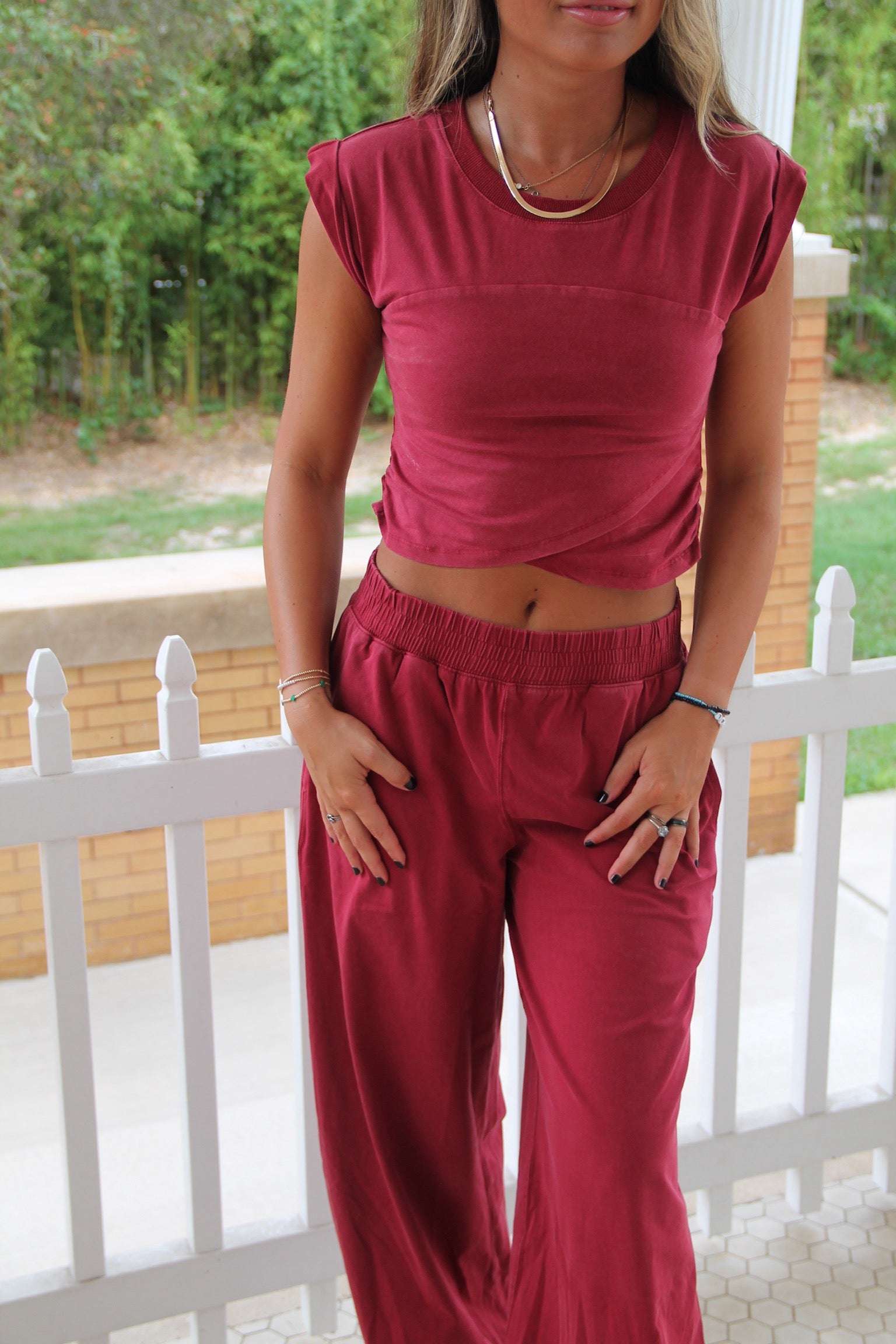 Jade's Washed Jogger Set- RED