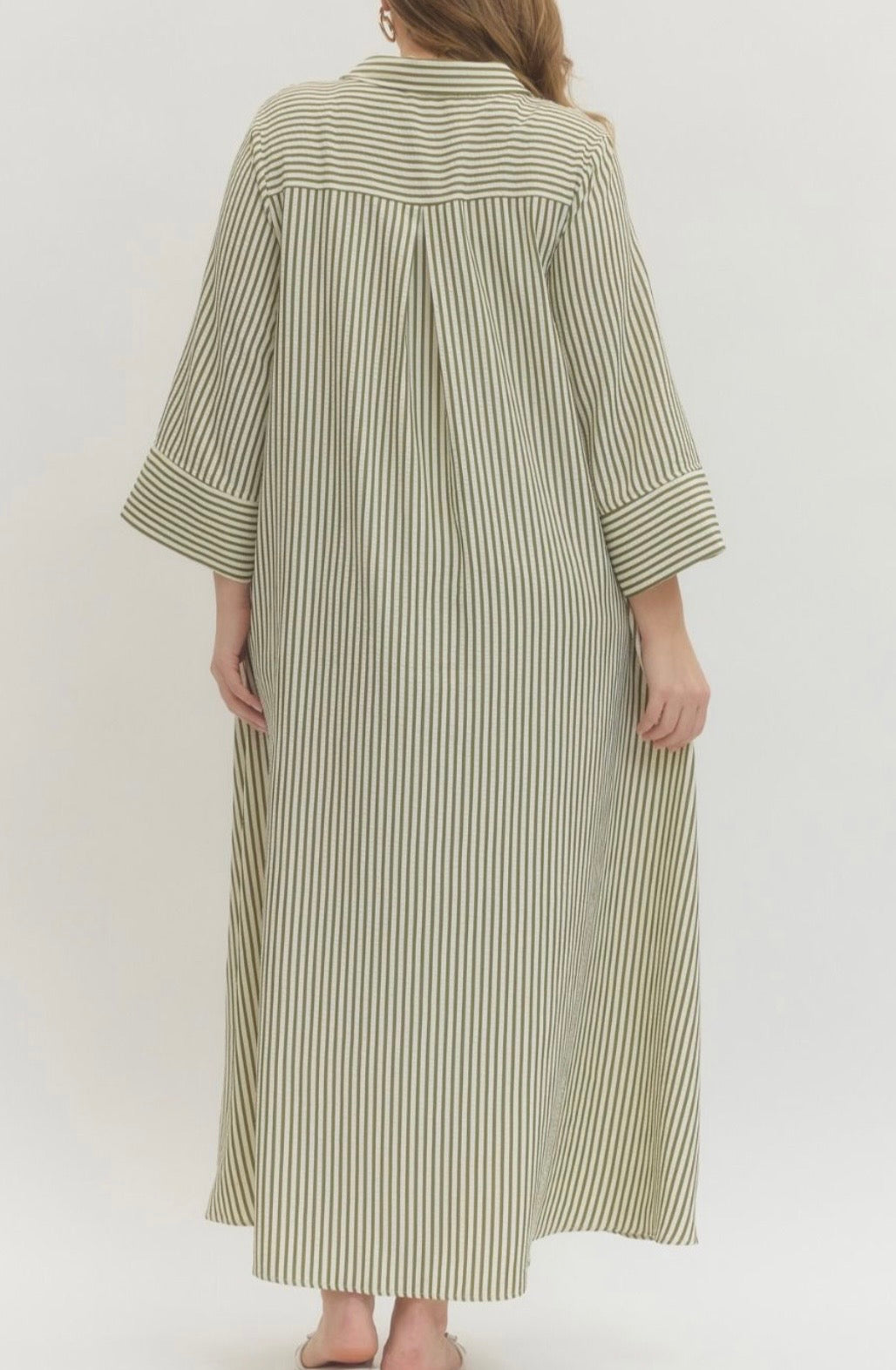 Olive Striped Dress