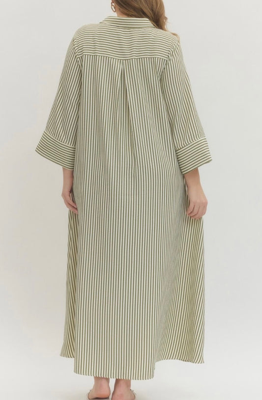Olive Striped Dress