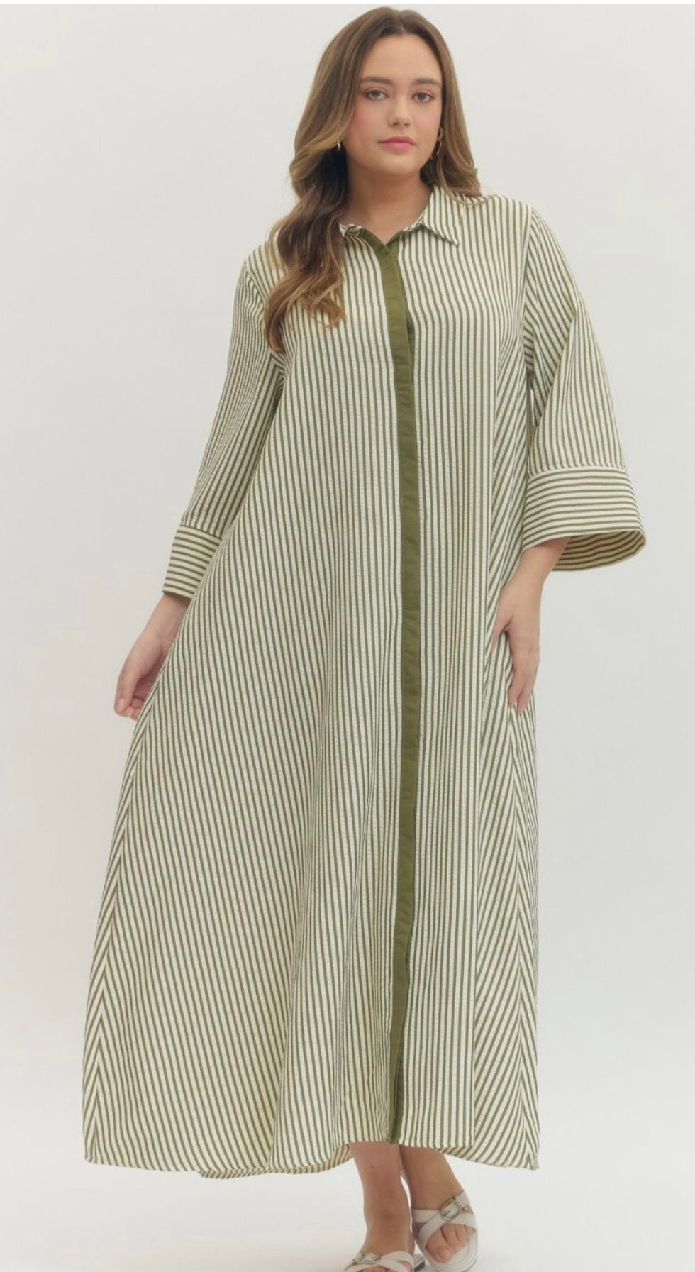 Olive Striped Dress