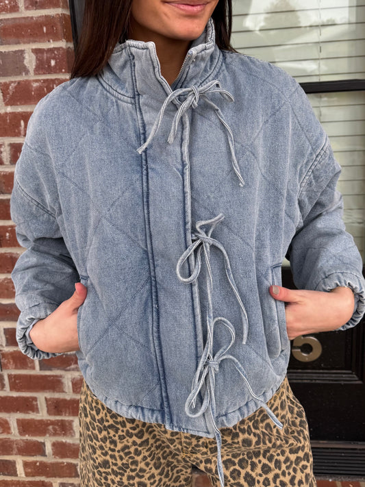Bow Detail  Denim Jacket