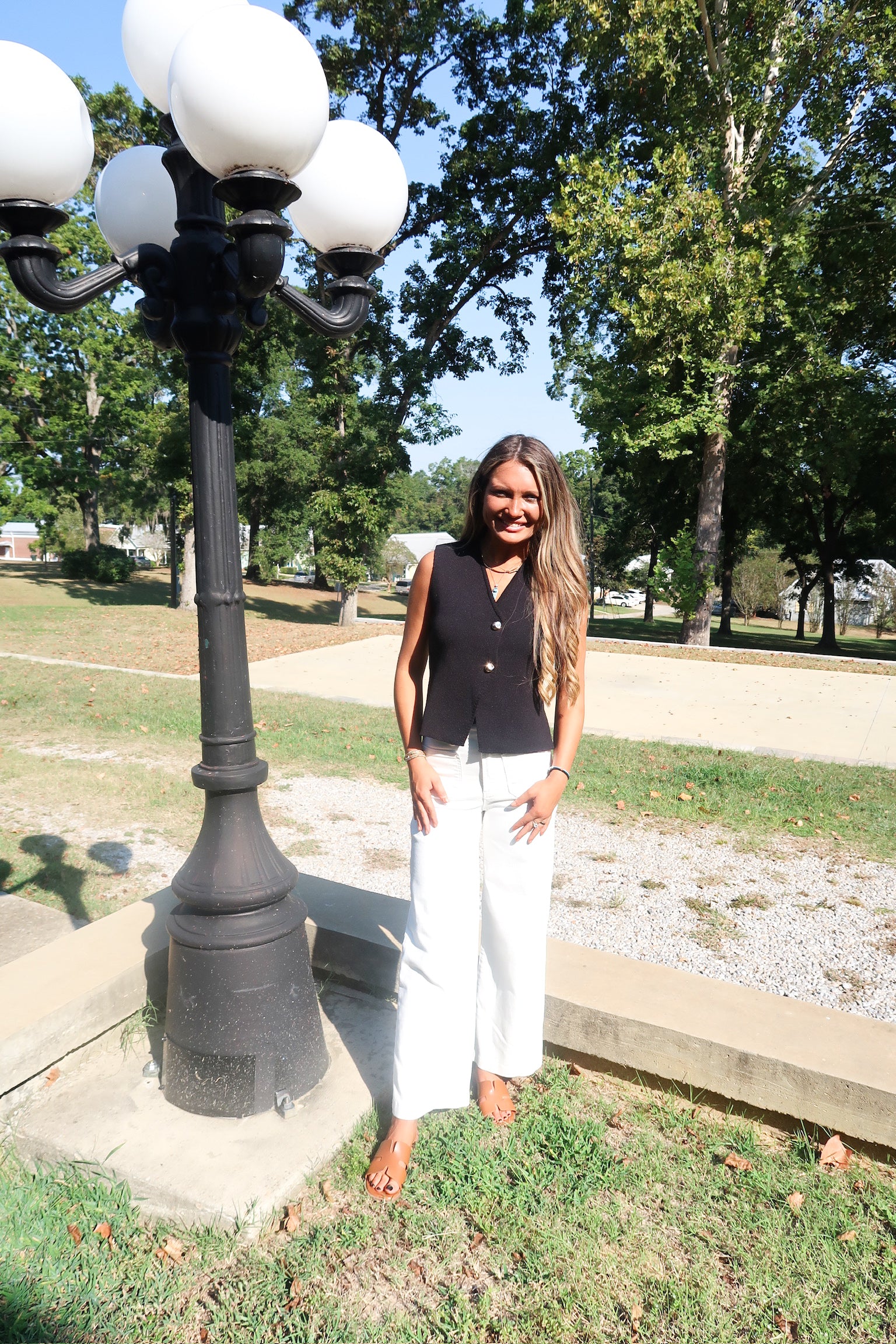 Gold Button Sweater Vest -Black