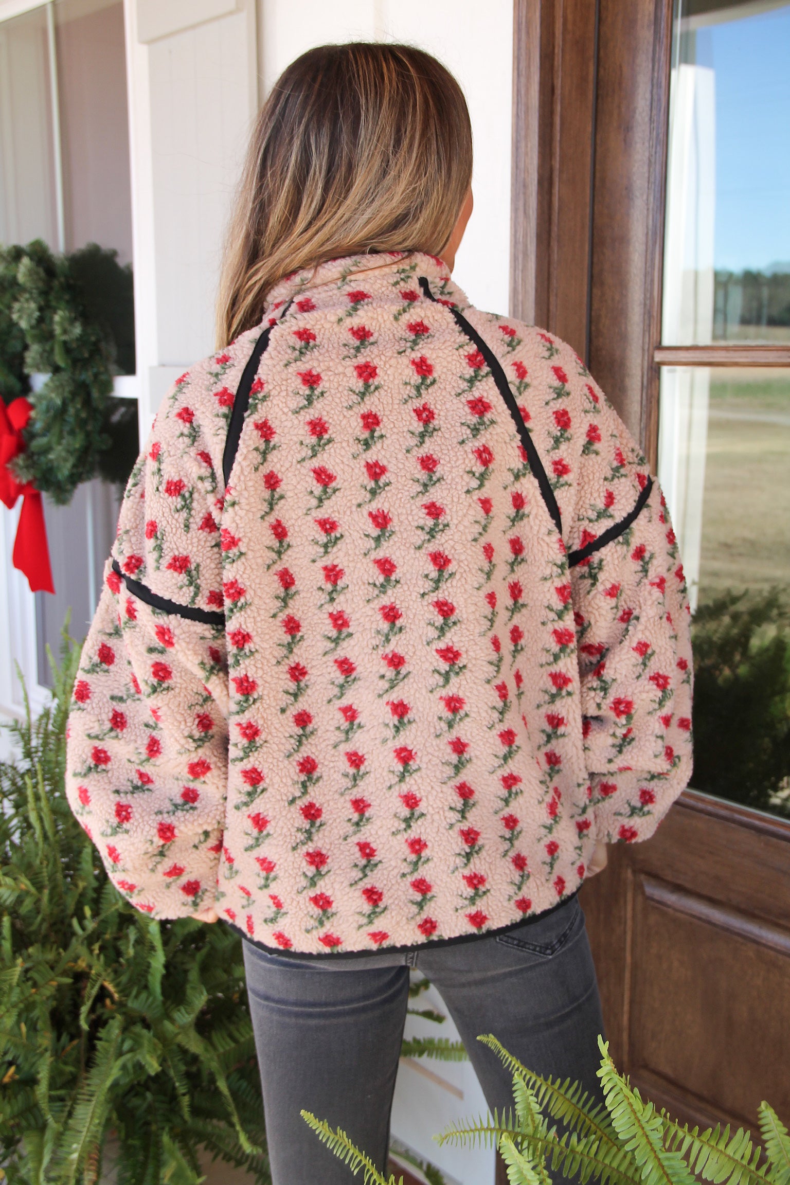 Rosie Floral Fleece Half Zip Pullover