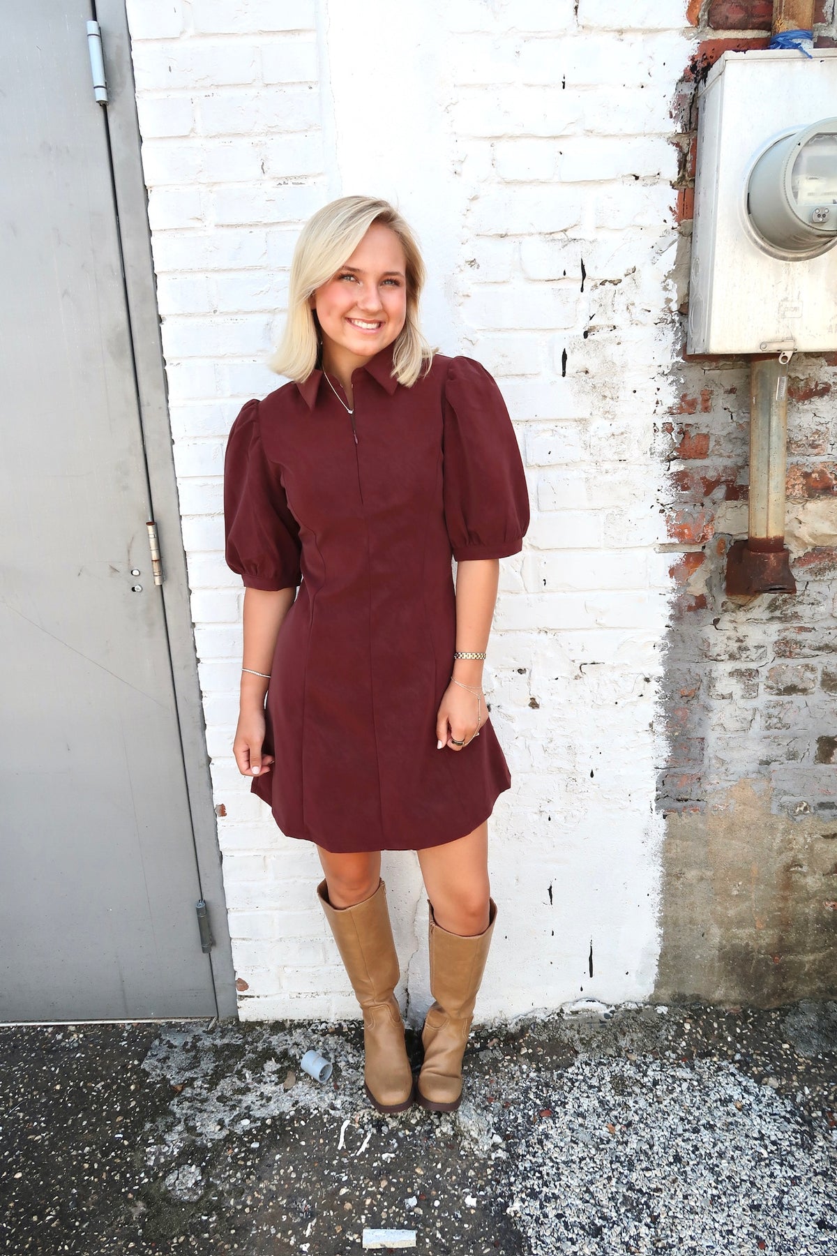 Shannon Burgundy Mini Dress