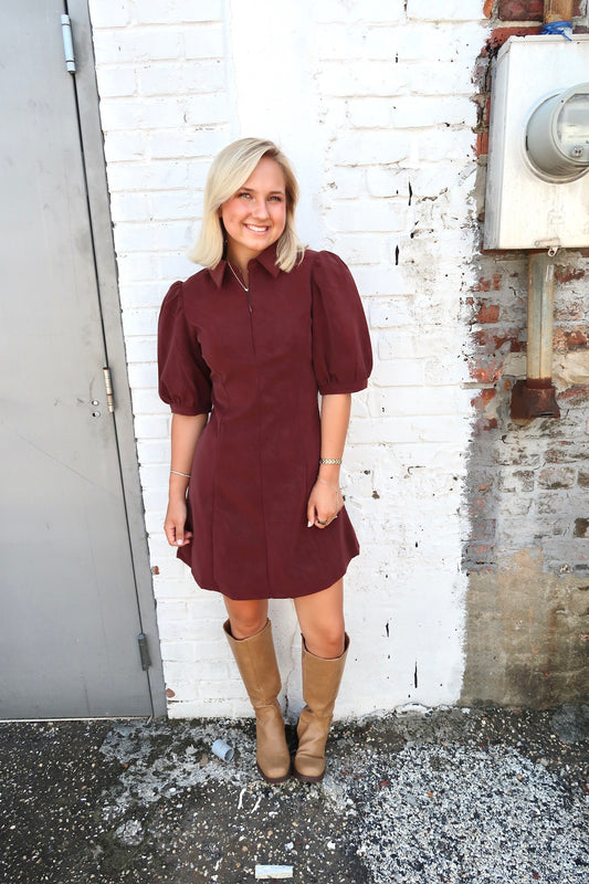 Shannon Burgundy Mini Dress