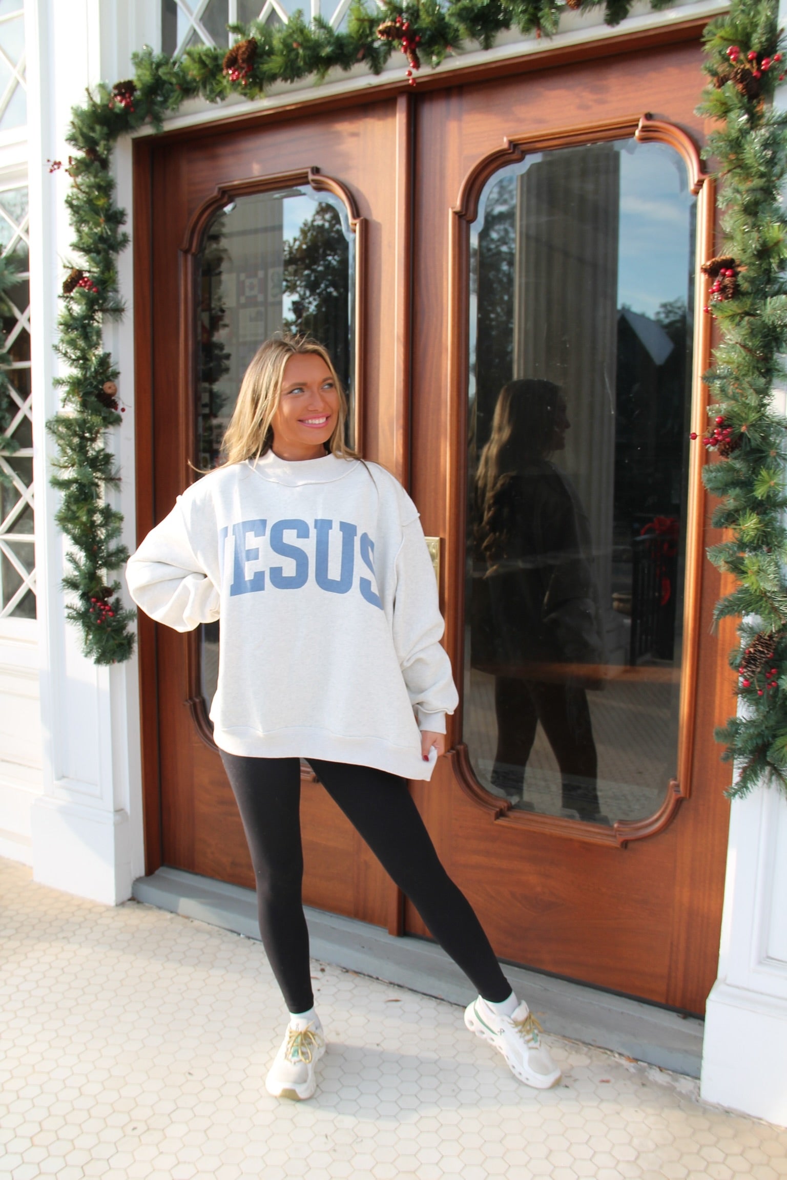 PRE-ORDER "JESUS & GOD IS GOOD" Reversible Mock Neck Sweatshirt