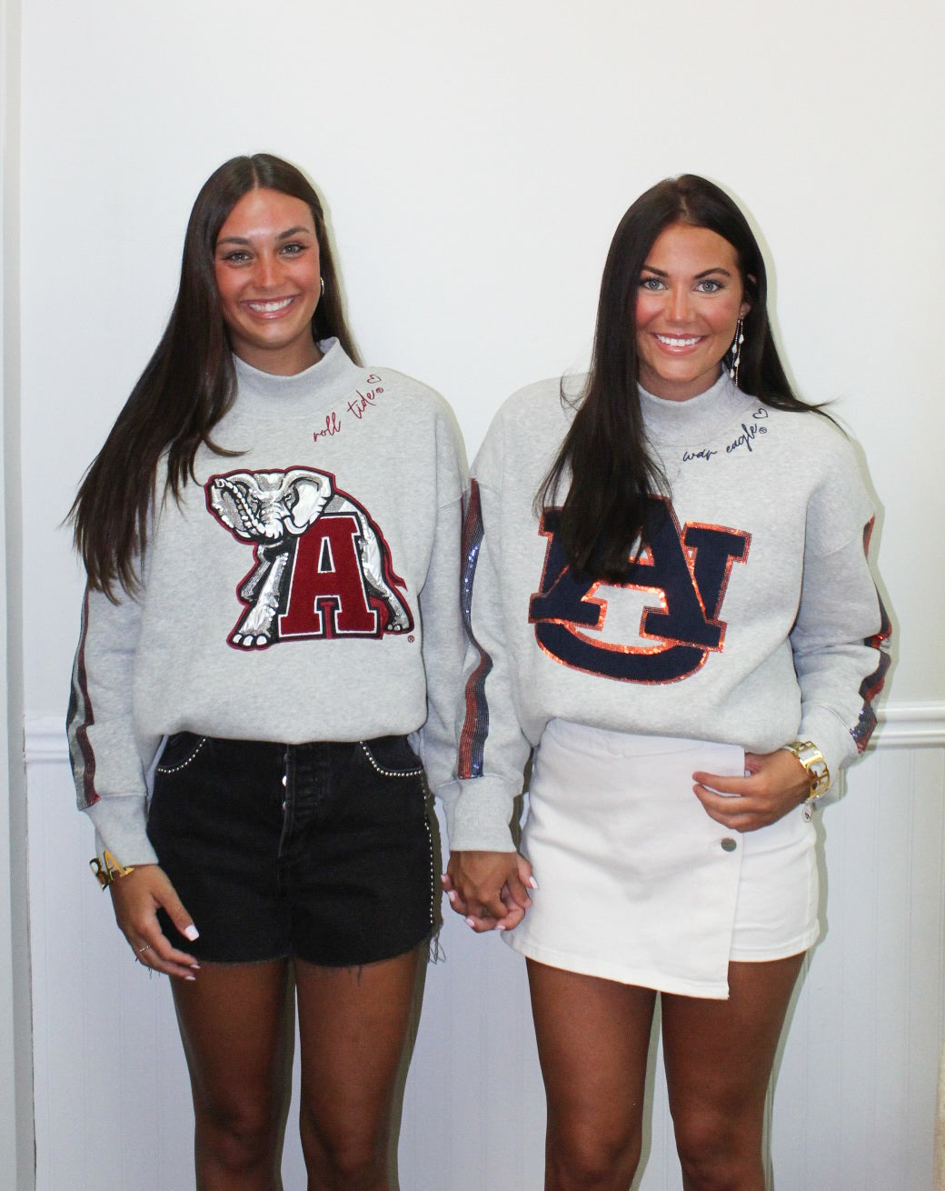 Alabama Mock Neck Sequin Stripe Sweatshirt