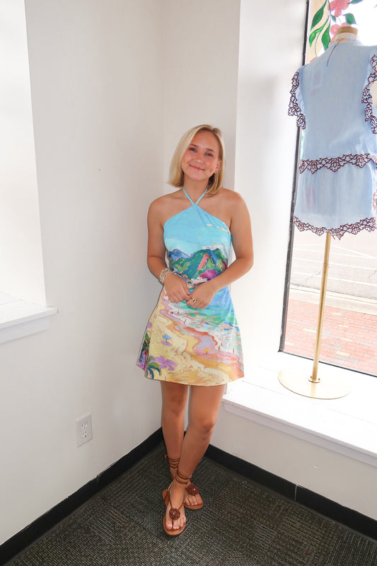 Watercolor Halter Dress