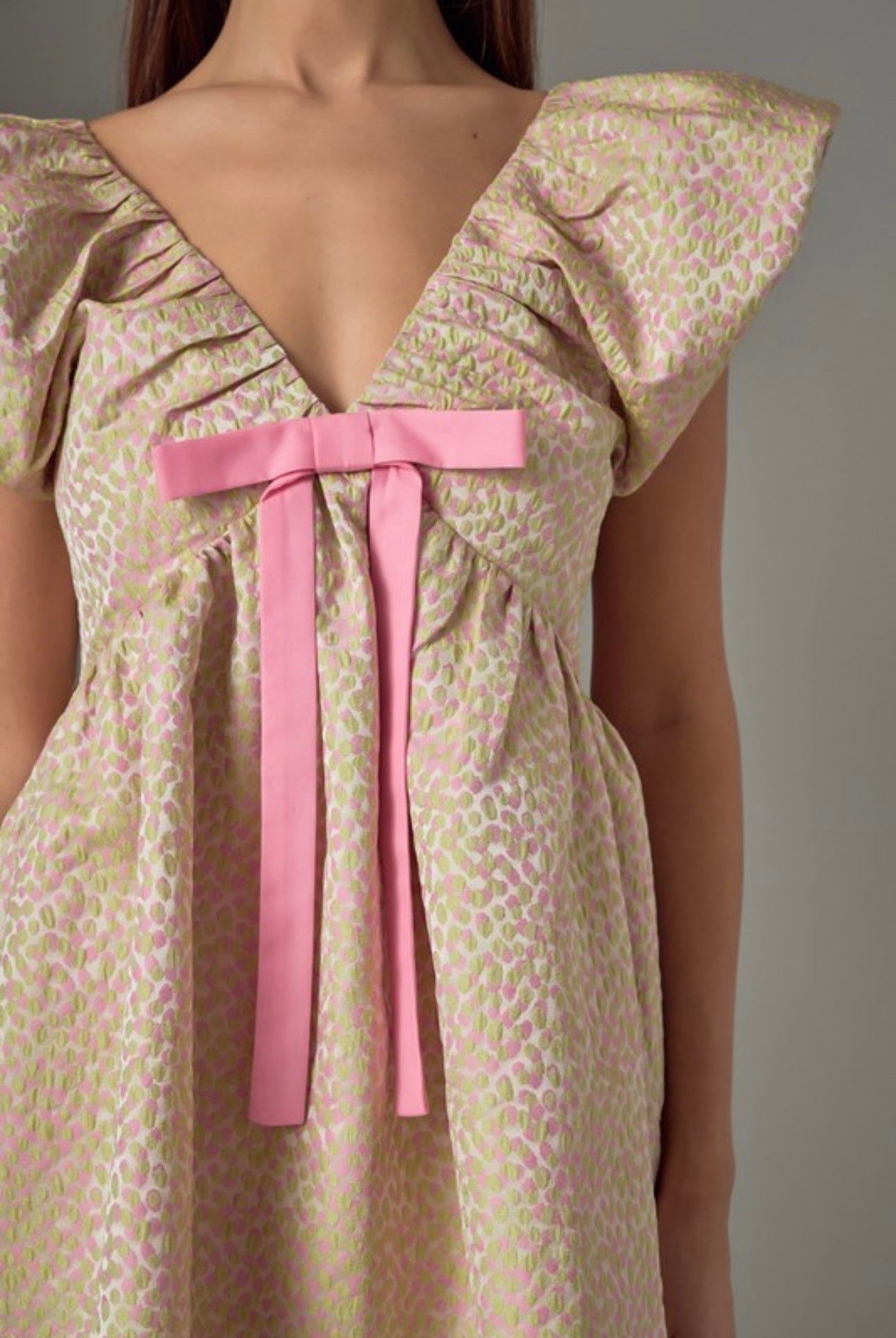 Pink/Green Jacquard Mini Dress